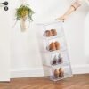 Songmics -skobokse, plastskoopbevaringsarrangører med klare døre, sæt af 6, stable, let samling, 27 x 34,5 x 19 cm, op til britisk størrelse 10, hvid LSP032W06 - Billede 4