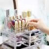 Songmics 4 i 1 XXL Makeup Organizer, Makeup Box med 11 skuffer og 15 rum i forskellige størrelser, skridsikre puder, til kosmetik og smykker, gennemsigtig JKA017TP - Billede 2