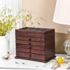 Songmics Wooden Jewellery Box med blomsterudskæring, 6-lags smykkearrangør med 5 aftagelige udtrækkelige skuffer, gave til kære, mørkebrun JBC56W - Billede 4
