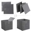 Songmics Storage Cubes, Set med 6, ikke-vævet stof sammenklappelige opbevaringsbokse og legetøjstøj arrangørbakker, grå RYFB06G - Billede 4