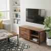 Vasagle Industrial TV Stand for TV'er op til 48 tommer, tv -skab med skydedøre og 2 hylder, Lowboard i stuen Soveværelse Hallway, stål, 110 x 40 x 45 cm, rustik brun LTV41BX - Billede 2