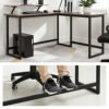 Vasagle Computer Desk, L-formet Writing Workstation, Industrial Corner Desk med Monitor Stand, til hjemmekontorstudie og spil, rumbesparelse, let samling, Greige og Black LWD056B02 - Billede 5
