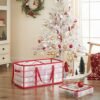 Songmics Christmas Ornament Storage Box, Storage Cube Bin til julepynt, 128 Box Places, Modular Divere, 67 X 34 x 34 cm, semi-gennemsigtig og rød RFB029T01 - Billede 2