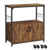 Vasagle skænk, køkkenø, Baker's rack med hjul, madvogne med døre, 8 kroge, opbevaringshylder, 80 x 35 x 80 cm, industrielt køkkenskab, rustik brun og sort LSC093B01
