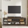 Vasagle TV Stand, TV-konsol til op til 65-tommer TV'er, opbevarings hylder, rustik brun og sort - Billede 2