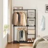 Songmics Fritstående garderobe, sammenfoldeligt skab, frakkeholder med tøjskinner, tøjstativ, åben opbevaring garderobe, opbevaringsarrangør, cloakroom, soveværelse, undersøgelse 112 x 43 x 165 cm, sort ryg24bk - Billede 2
