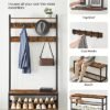 Vasagle HSR405B01 Coat Stand med skodabinet, frakkeholder med bænk, tøjstativ, skoskab, 9 kroge, øverste hylde, til gangen, soveværelse, industriel design, vintage brun/sort - Billede 2