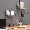 Songmics Industrial Metal Wall hylder, hver belastes op til 15 kg, pakke med 2 køkkenhylder med 10 kroge til soveværelse, 30 x 12 x 13 cm, 40 x 12 x 13 cm, sort LFS02BK - Billede 3