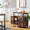 Vasagle skænk, buffetbord med 2 gennemsigtige glasdøre, tv -skab, med justerbare hylder, til spisestue, 100 x 35 x 80 cm, industriel stil, rustik brun og sort LSC095B01 - Billede 3