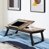Songmics Laptop Desk til seng eller sofa med justerbar vippetop, morgenmad, der serverer bakke med højdejusterbare foldningsben, passer til skærmstørrelse op til 15,6 inches, gulvbord, rustik brun LLD105B01 - Billede 2