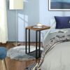 Vasagle sidebord, slutbord, natbord med mesh hylde, morgenmad ved sengen, under sofa, i stue soveværelse, let samling, rumbesparelse, industriel, rustik brun Lnt51x - Billede 6