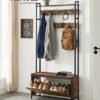 Vasagle HSR405B01 Coat Stand med skodabinet, frakkeholder med bænk, tøjstativ, skoskab, 9 kroge, øverste hylde, til gangen, soveværelse, industriel design, vintage brun/sort - Billede 7