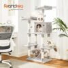 Feandrea Cat Tree med pompoms, kattetårn 150 cm, lysegrå - Billede 2