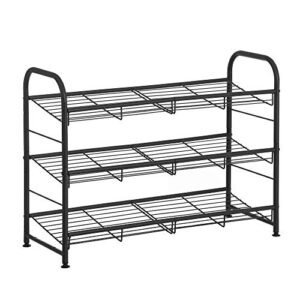 Stabelbart skostativ til opbevaring af op til 12 par sko, sort stål, 68,5 x 27,5 x 49,5 cm.