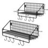Songmics Industrial Metal Wall hylder, hver belastes op til 15 kg, pakke med 2 køkkenhylder med 10 kroge til soveværelse, 30 x 12 x 13 cm, 40 x 12 x 13 cm, sort LFS02BK - Billede 5
