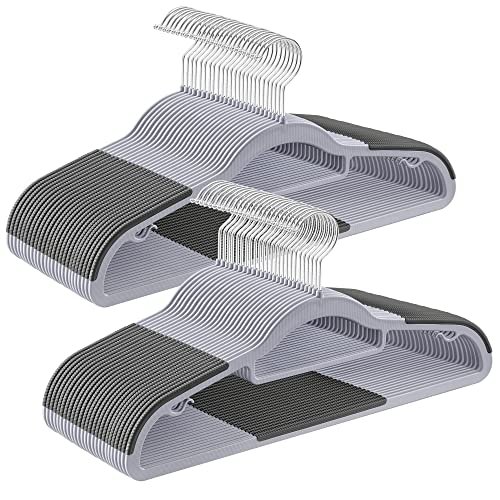 Coat-bøjler, pakke med 50, tunge plastiske med ikke-skridsikre design, drejekroge, 42 cm lang, lysegrå og mørkegrå 1 Coat-bøjler, pakke med 50, tunge plastiske med ikke-skridsikre design, drejekroge, 42 cm lang, lysegrå og mørkegrå