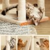 FEANREA PCT141M01 SMÅ KAT Skrabepost med ridserplatforme til Cat Soft Plush 115 cm Fuldt sisal indpakket søjle Beige - Billede 6