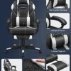 Songmics Racing Gaming Stol, Justerbar kontorstol med fodstøtte, ergonomisk design, vippemekanisme, nakkestøtte, lumbale support, 150 kg vægtkapacitet, sort og hvid OBG73BW - Billede 3
