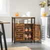 Vasagle stående skab, opbevaringsskab, accent sideskab med hylde, skab med louvred døre, multifunktionelt i stuen, soveværelse, gang, industriel design, rustik brun LSC76BX - Billede 2
