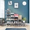 Songmics Modular Shoe Rack 15 terninger, DIY -hylde med metalnetpaneler, garderobeskabet Hallway Soveværelse inkluderer gummi -gavel, hvid, LPI44WS - Billede 2