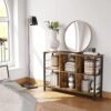 Vasagle boghylde, reol, reolerhed, tv -stativ, konsolbord, 6 rum, til kontor, stue, soveværelse, 33 x 120 x 80 cm, industriel design, rustik brun og sort LLS104B01 - Billede 4