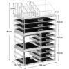 Songmics 4 i 1 XXL Makeup Organizer, Makeup Box med 11 skuffer og 15 rum i forskellige størrelser, skridsikre puder, til kosmetik og smykker, gennemsigtig JKA017TP - Billede 7