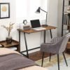 Computer Desk, Writing Desk med stålramme, rustik top, arbejdsbord til kontor, 100 x 50 x 75 cm, industriel, brun og sort - Billede 6