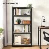 Songmics stående hylder, reoler, opbevarings hylder, 5 hylder, 30 x 75 x 150 cm, naturlig sort - Billede 2