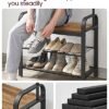 Vasagle Coat Rack, frakke står med skoopbevaringsbænk, 4-i-1-design, med 9 aftagelige kroge, en tøjskinne, til gangen, indgang, 33,7 x 77 x 183 cm, industriel, rustik valnød og sort HSR040B41 - Billede 3