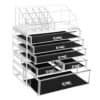 Klar akryl make-up organizer med 6 skuffer og opbevaringsboks.