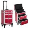 Songmics Travel Accessories Rolling Trolley Cosmetic Case ABS Rød 34 x 27 x 57 cm - Billede 7