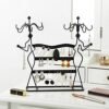 Songmics Jewelry Organizer, smykke holder, til halskæder, øreringe, ringe, smykke stativ, sort - Billede 2