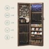 Songmics Jewellery Cabinet Armoire, låsbar vægmonteret opbevaringsarrangørenhed til halskædeørering, med spejl og forskellige rum, rustik brun JJC93CB - Billede 5