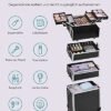 Songmics Makeup Case, 4-in-1 Travel Beauty Trolley, låsbar rullende makeup-sag, sort - Billede 3