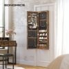 Songmics Jewellery Cabinet Armoire, låsbar vægmonteret opbevaringsarrangørenhed til halskædeørering, med spejl og forskellige rum, rustik brun JJC93CB - Billede 3