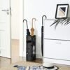 Metalstativ, Rund Paraplyholder, med Kroge og Drypbakke, 49 X Ø 19,5 Cm, Sort , 19,5 X 49 Cm (dia. X H) - Billede 2