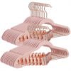 Songmics Justerbare tang og guldfarvekrog, skridsikre fløjlstøjsbøjle, rumbesparelse, til nederdele, CRF14PK24, standard, ABS-plast, metal, lyserødt lys