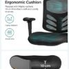 Songmics OBN52BK Kontorstol, ergonomisk drejestol, mesh -skrivebord, justerbar stolhøjde, ryglæn, 3 justeringshåndtag, lumbale support og justerbart armlæn, lavet af PU - Billede 2