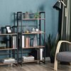 Vasagle reol, industriel foldningsopbevaringsstativ, 4-lags boghylde, multifunktionel hylde, let samling, med metalramme, til stue, soveværelse, køkken, rustik brun LLS88X - Billede 2