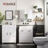 Vasagle BBK122W01 Mirrored Cabinet, badeværelse skab med højdejusterbare hylder, dør og øverste panel med højglans overflade, badeværelse, 54 x 15 x 55 cm, hvid - Billede 3