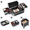 Songmics 4-i-1 Professional Makeup Case, Låsbar makeup-opbevaring med koder, sort - Billede 4