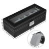 Songmics Watch Box med 5 rum, glaslåg, urboks med blødt fløjlforing - Billede 7