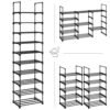 Songmics 5-lags sko rack, sæt med 2 metalskoopbevaringsarrangør, stable opbevaringsstativ, rumbesparende, fritstående hylde, til gangen, soveværelse, stue, sort LSA055B02 - Billede 7