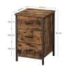 Vasagle natbord med 3 skuffer i industrielt vintage design.