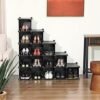 Songmics Interlocking Shoe Rack, rektangulær opbevaringsarrangør, 15-slot modulær DIY-opbevaringshylde, metaltrådgarderobe, sort LPC44HV1 - Billede 2