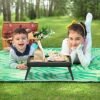 Songmics Bed Tray Bord med bambusfoldningsben, morgenmadsbakke til sofa, seng, servering af snackbakke med rille til telefon tablet, bærbar skrivebord, rustik mørkebrun LLD111B01 - Billede 3