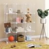 Songmics 12 terninger Wire Grid Storage Rack, sammenlåsning af hylder med metalnethylder og PP -plastikplader, til bøger sko legetøj tøjværktøjer, i stue badeværelse, hvid LPI34W - Billede 3