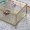 Vasagle sofabord med hærdet glas top og mesh hylde, cocktailbord med stabil stålramme, til stue, guld og gennemsigtig farve LGT031A01 - Billede 7