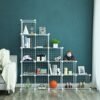 Songmics 16 Cube Metal Wire Storage Organizer, DIY Closet Cabinet and Modular Shelving Grids, Wire Mesh hylder og rack, White LPI44W - Billede 3