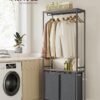 Vaskeri af vaskeri af vaskeri på 2 sektion med aftagelige og aftagelige foringer, gelænder til tøj, 2 x 12,1 gallon, 28,7 x 13 x 69,7 tommer, lynglå og skifergrå blh231g02 - Billede 2